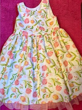Tahari Girls' Pink Floral Sleeveless Party Dress size 7!